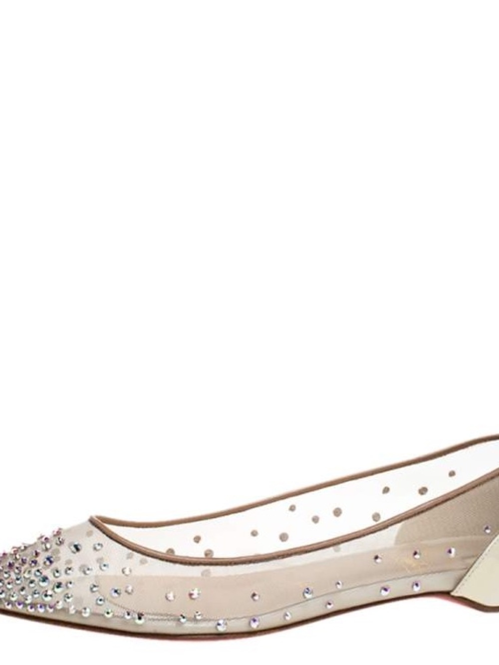Christian Louboutin Follies Strass Ballet Flats Beige Mesh Leather EU 38.5 - Picture 5 of 12
